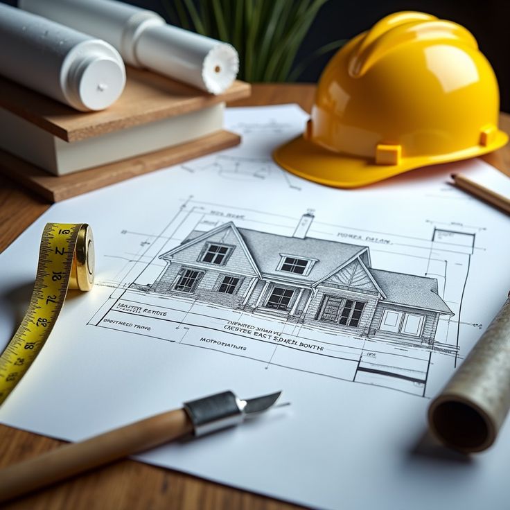 Client and contractor shaking hands over blueprints